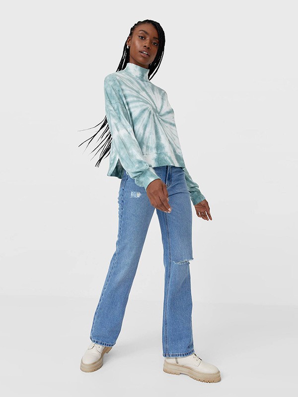 Stradivarius女装2022秋冬季蓝色长裙