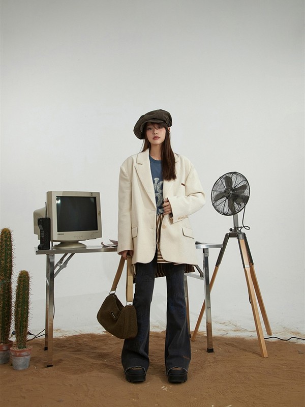 NOONEELSE女装2022秋冬季白色西装