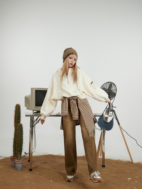 NOONEELSE女装2022秋冬季白色卫衣