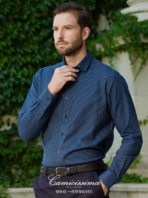 恺米切男装2022秋季藏蓝色衬衫