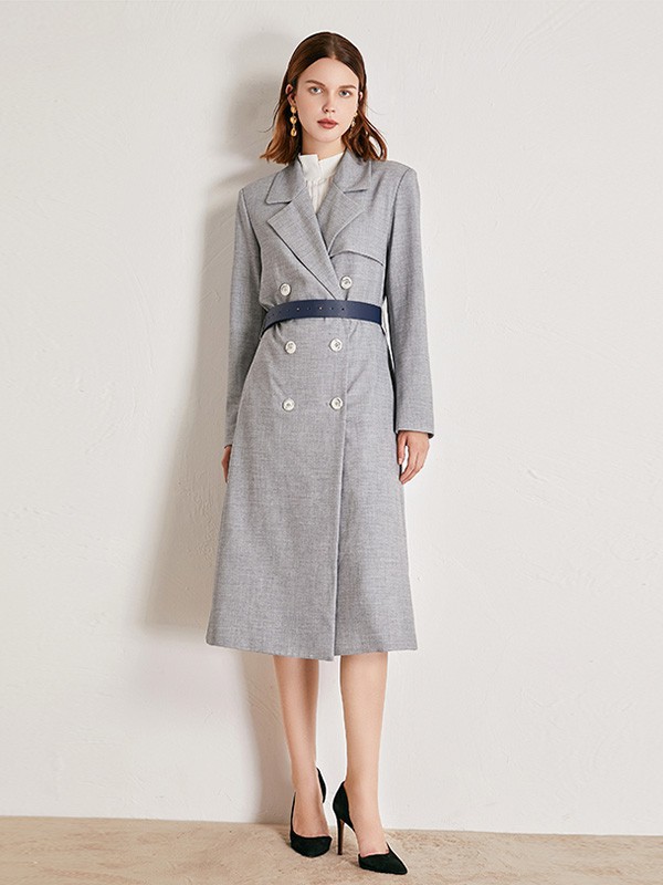 帛薇儿2022秋冬季灰色连衣裙