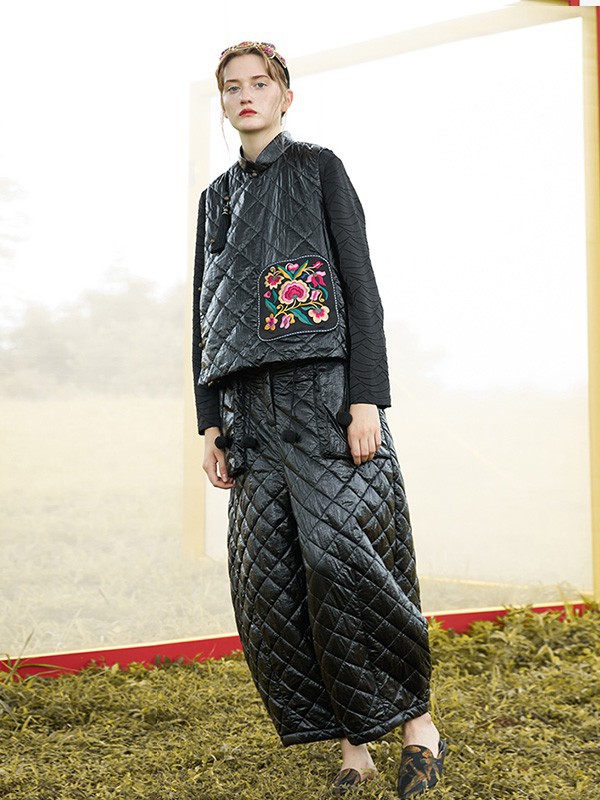 吉丘古儿女装2022秋冬季黑色阔腿裤