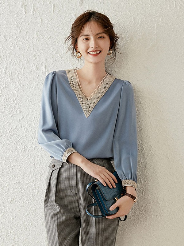 白鹿语女装2022秋冬季灰色长裤