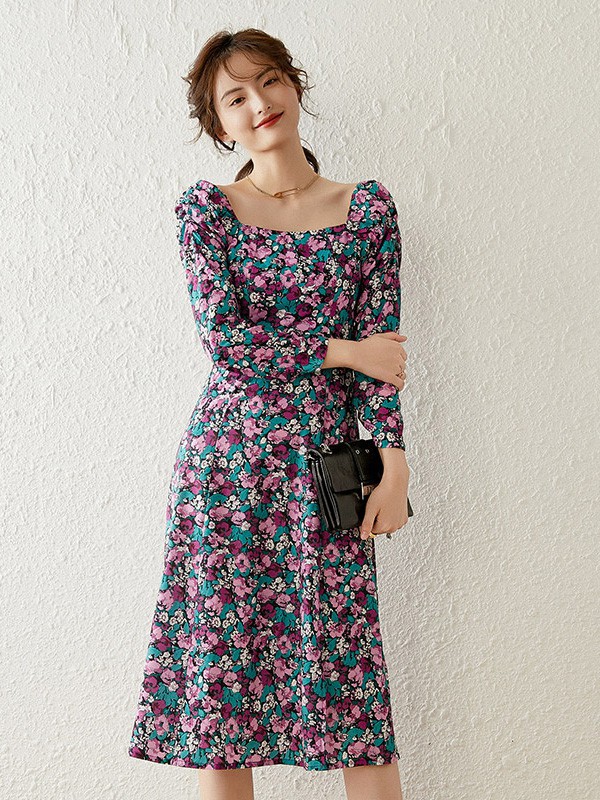 白鹿语女装2022秋冬季紫色连体衣