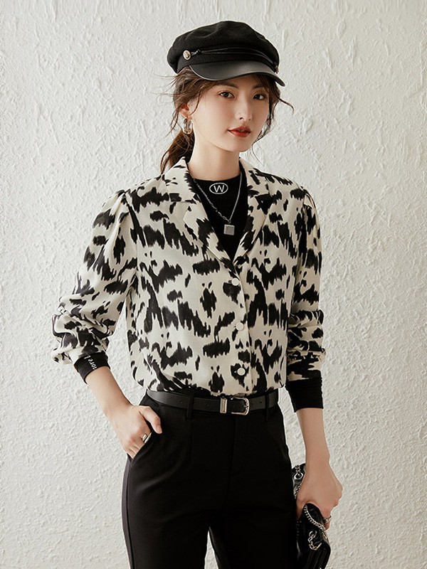 白鹿语女装2022秋冬季白色衬衫