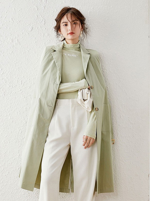 白鹿语女装2022秋冬季绿色大衣