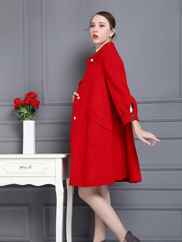 AG娅格2022秋冬季红色大衣