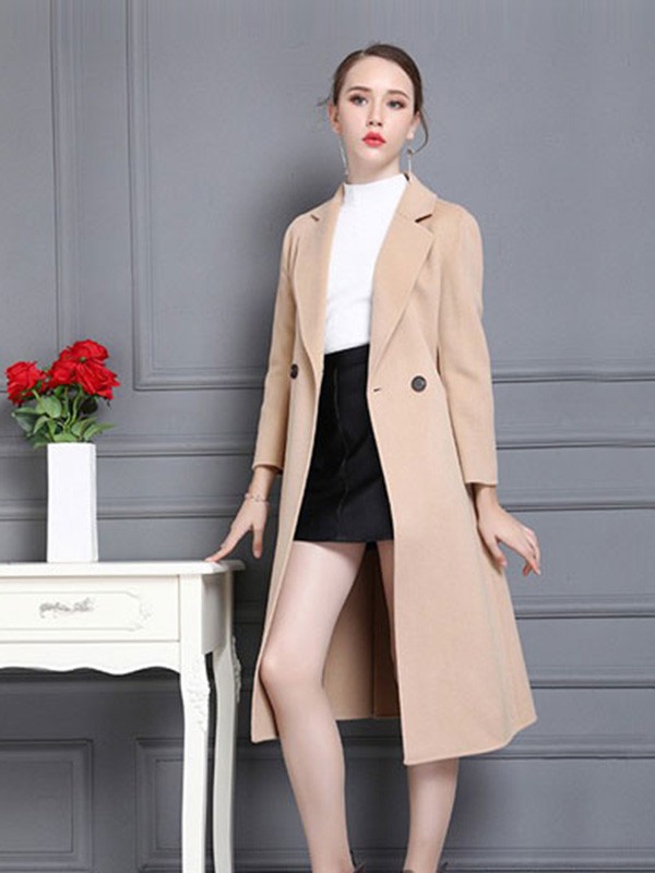 AG娅格女装2022秋冬季卡其色大衣