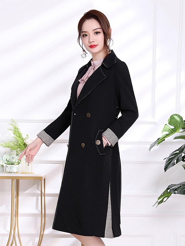 AG娅格女装2022秋冬季黑色大衣