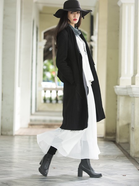 曦然女装2022秋冬季白色衬衫裙