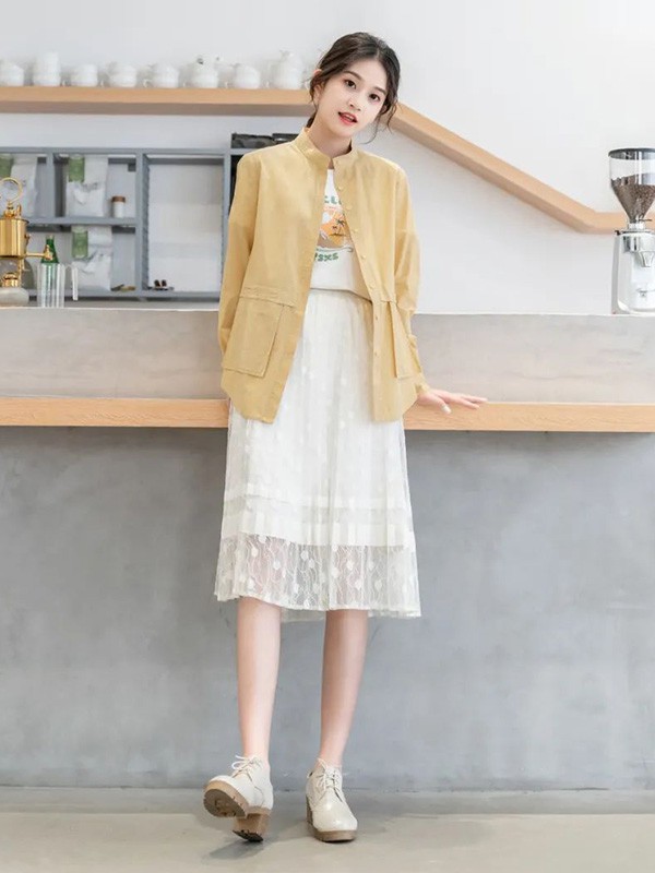 云上写生女装2022秋冬季白色连衣裙