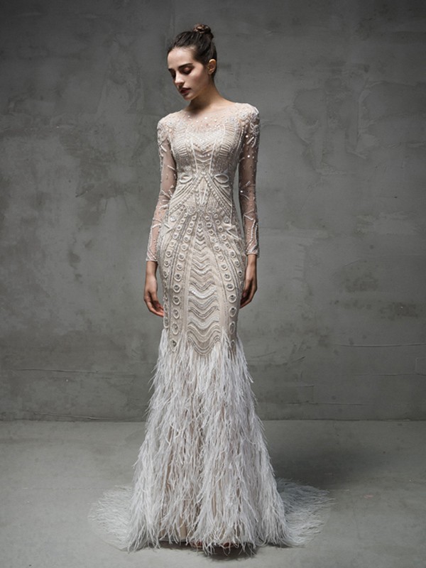 衣纱女装2022秋冬季白色礼服