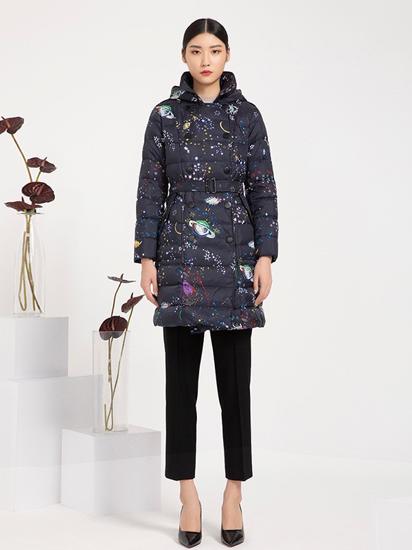 戴布拉芬女装2022秋冬季黑色棉服