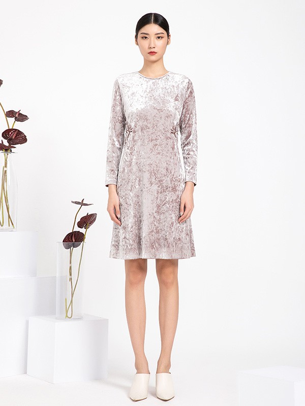 戴布拉芬女装2022秋冬季灰色连衣裙