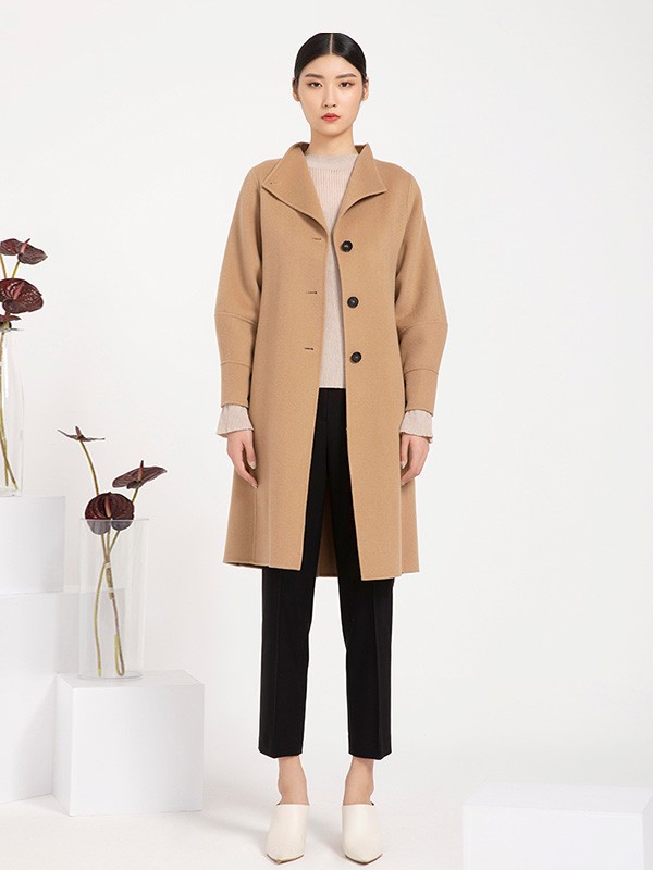 戴布拉芬女装2022秋冬季卡其色大衣