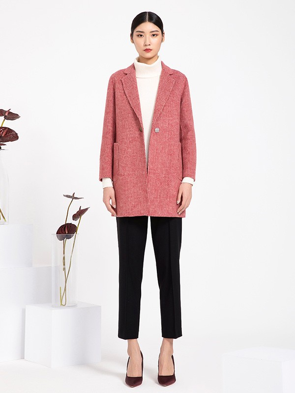 戴布拉芬女装2022秋冬季粉色大衣