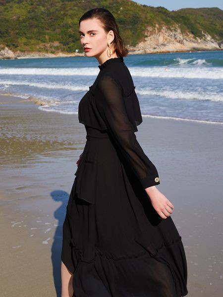 troobe~俏帛女装2022秋冬季红色连衣裙