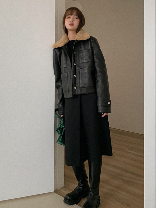 LAMPS2022秋冬季黑色半身裙