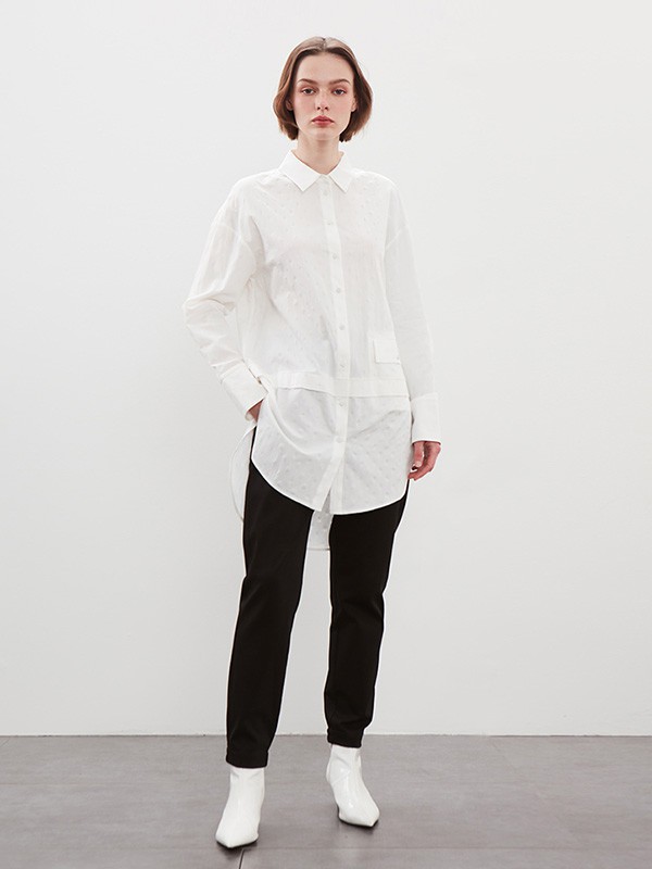 一嘉女装2022秋冬季白色衬衫