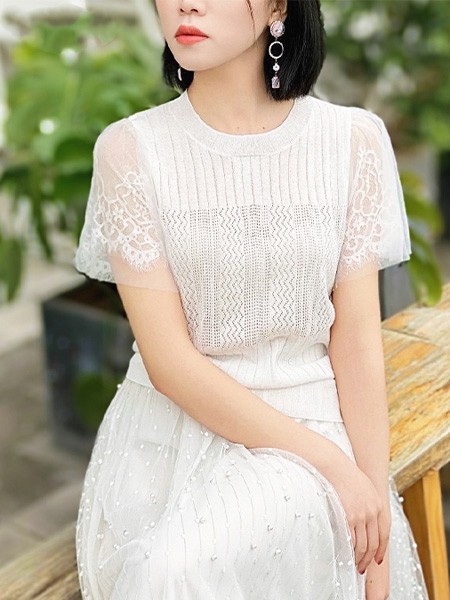 嘉禾利莎2022春夏季白色连衣裙