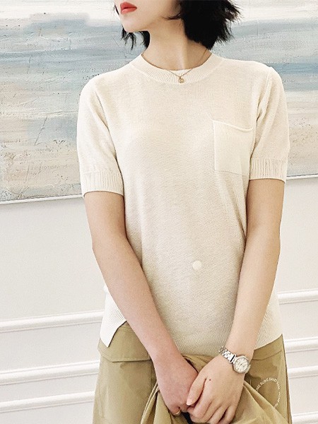 嘉禾利莎女装2022春夏季白色T恤