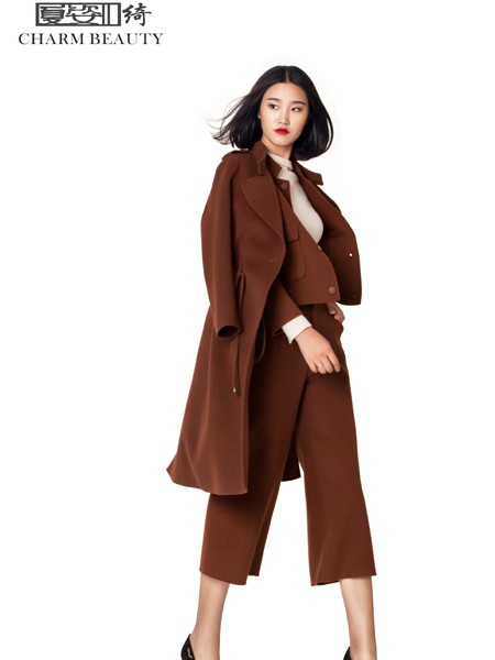 夏姿绮女装2022秋冬季咖啡色大衣