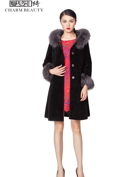 夏姿绮女装2022秋冬季黑色棉服