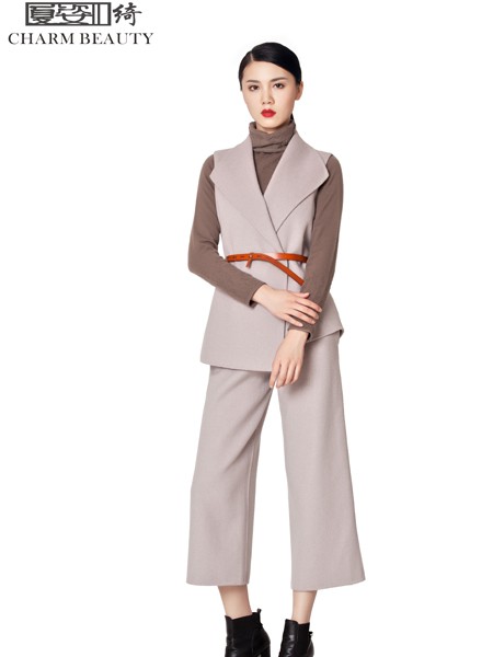 夏姿绮女装2022秋冬季米色阔腿裤