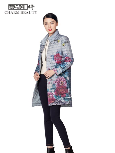 夏姿绮女装2022秋冬季灰色棉服