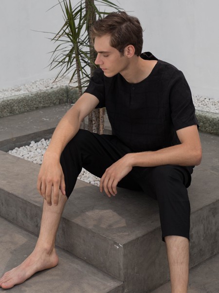 HS男装2022春夏季黑色T恤