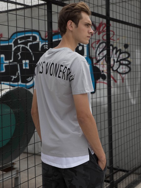 HS男装2022秋冬季灰色T恤