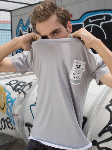 HS男装2022秋冬季灰色T恤