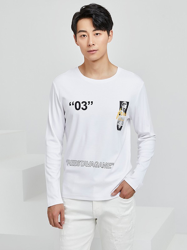 斯得雅男装2022秋冬季白色T恤