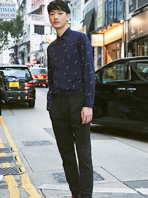 斯得雅男装2022秋冬季藏蓝色衬衫