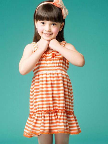 潮童天地童装2022秋冬季橙色吊带裙