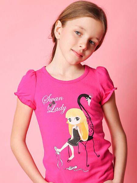 潮童天地童装2022秋冬季粉色T恤