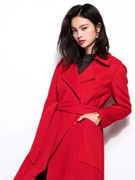 浙妮女装2022秋冬季红色大衣