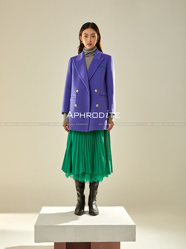 雅芙女装2022秋冬季紫色大衣