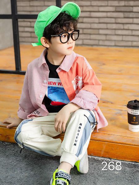 淘淘猫童装2023春夏季粉色衬衫