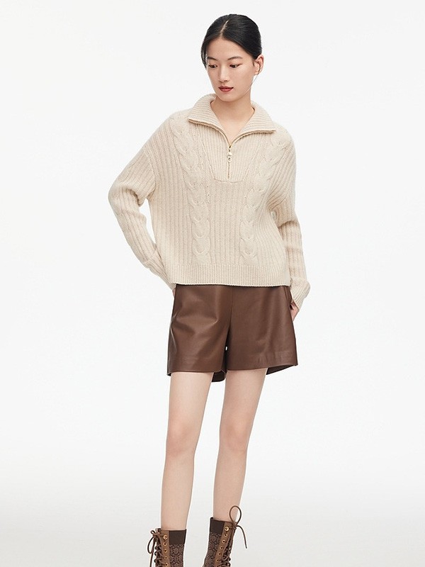 EP雅莹女装2022秋冬季白色针织衫