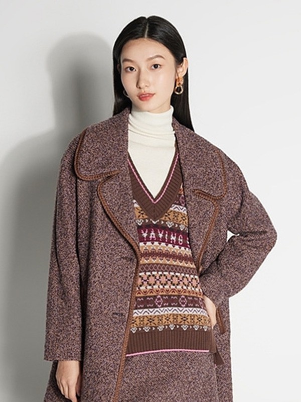 EP雅莹女装2022秋冬季白色针织衫