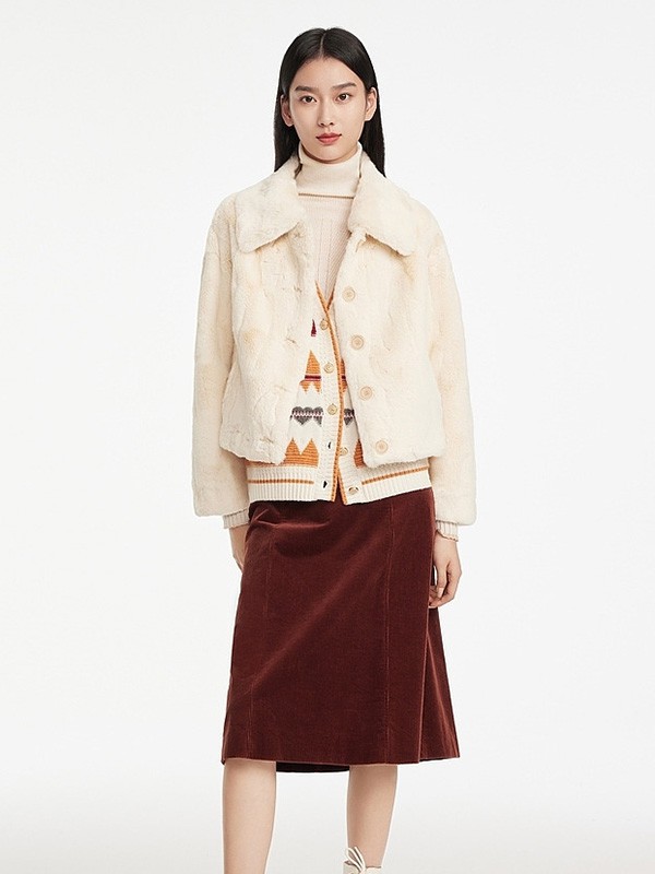 EP雅莹女装2022秋冬季白色大衣