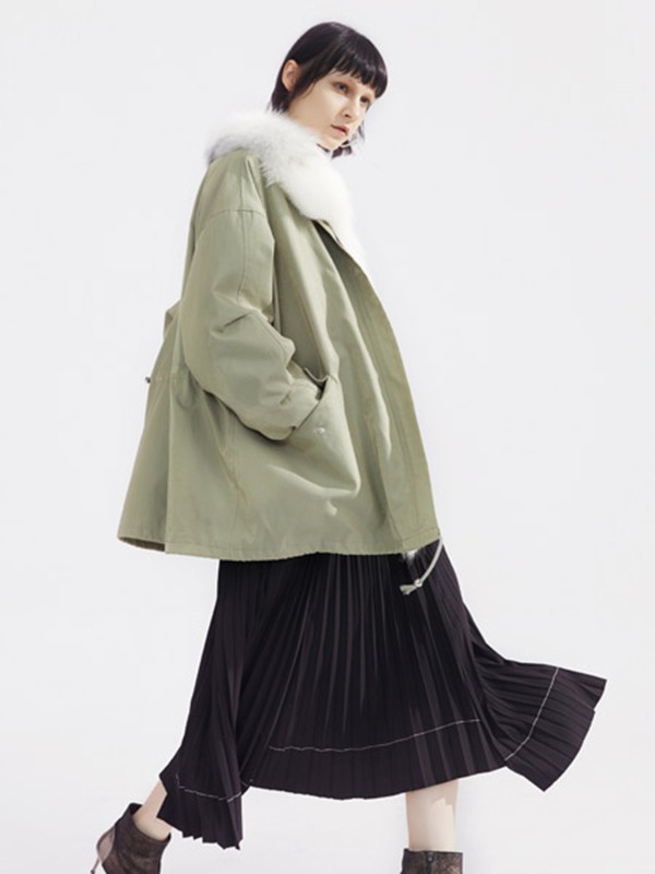 LUDICO女装2022秋冬季绿色大衣