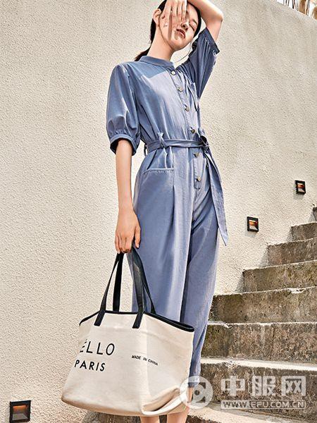 MOKA2022秋冬季蓝色连体裤