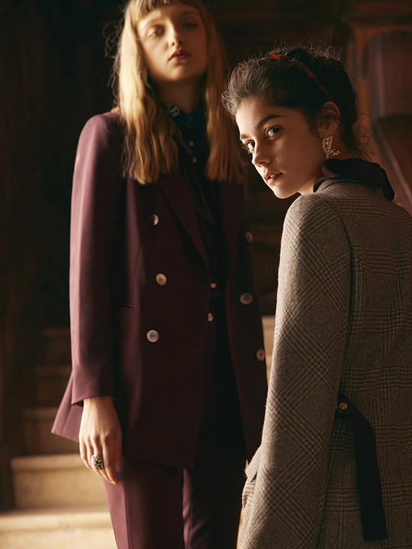 LAI睐女装2022秋冬季酒红色西装