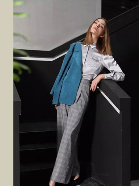 绽然女装2022秋冬季灰色长裤