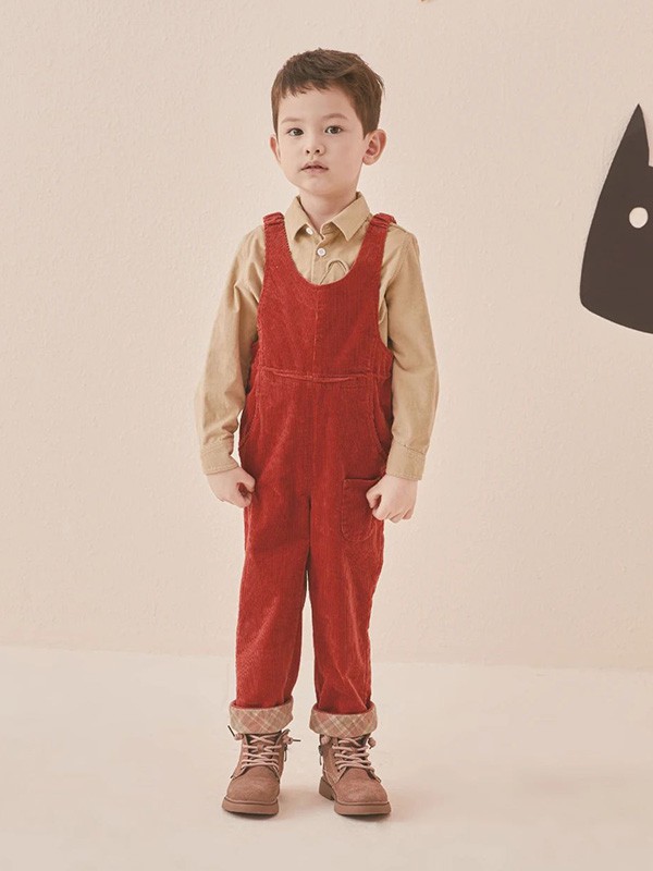 金果果童装2022秋冬季橙色背带裤