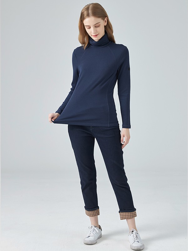 乐飞叶女装2022秋冬季藏蓝色针织衫