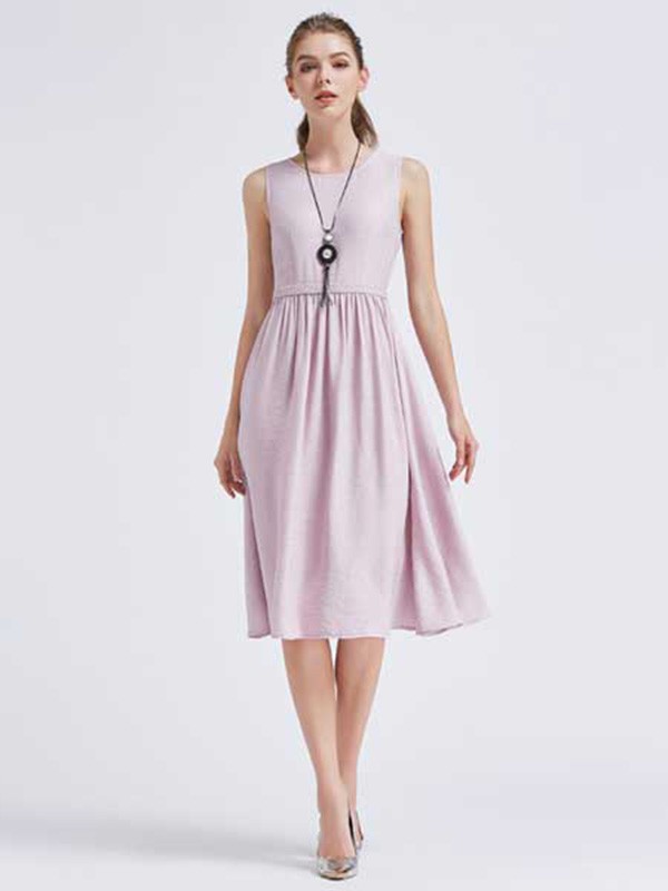 摩兰度女装2023春夏季紫色连衣裙