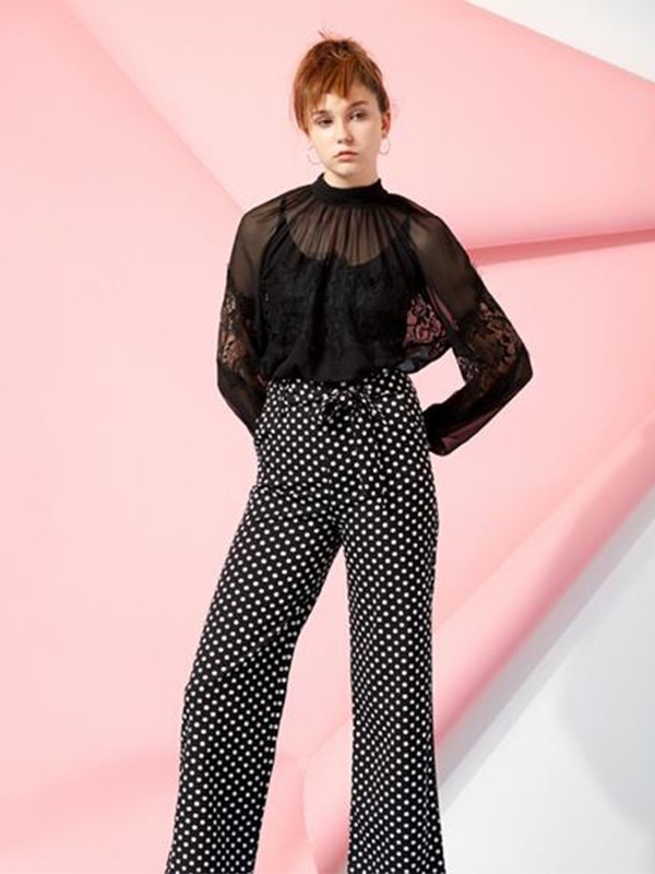 YDG女装2023春夏季黑色阔腿裤